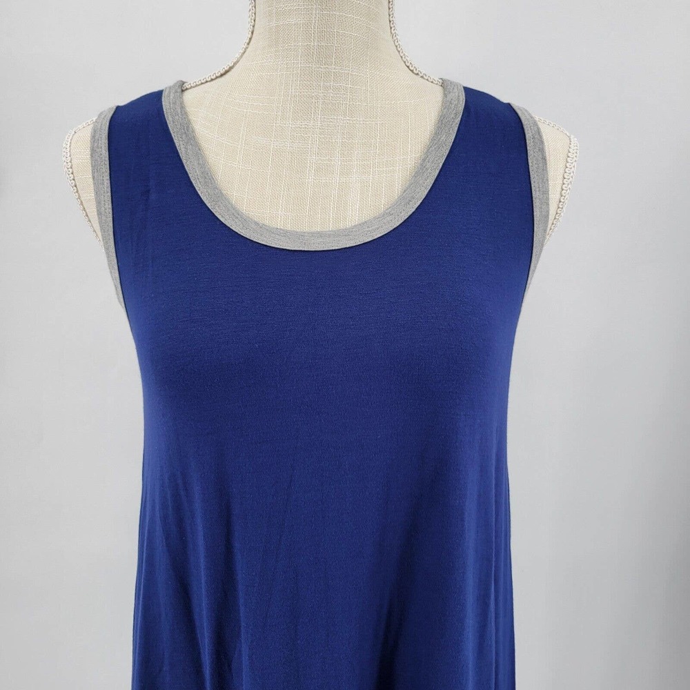 Aime Sleeveless Dress Navy Floral Ruffle Hem Size Small Womens Summer Stretchy - Picture 2 of 8